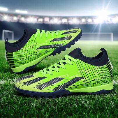 MINGBIN 1 Pair Unisex Cleated Football/Soccer Shoes, Low-Top Outdoor Artificial Turf Training Shoes, Hard Ground Indoor Training Field Specialized Sports Shoes, Lace-Up, Non-Slip Rubber Sole Short Studs, Lightweight High-Performance Anti-Slip Design, High-Top Professional Soccer Boots, Factory Direct , Multiple Colors Available