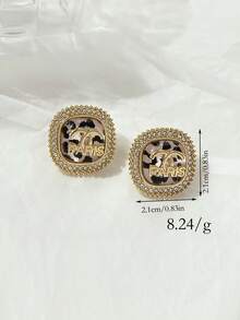 2pcs Fashionable Crystal Letter Earrings, Suitable For Women's Jewelry Matching, Luxury Elegant Personalized Earrings, New Arrival 2025