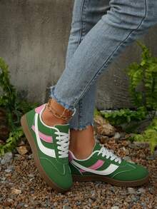 1 para damskich butów sportowych na co dzień, sznurowane buty do biegania z miękką podeszwą, buty sportowe do rekreacji, tenisówki