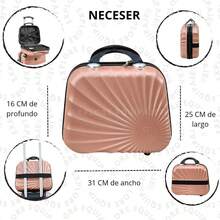 Kit Maleta Para 8 Y 10 Kg + 2 Neceser Sin Documentar Ligera Candado De Configuración Fija Impermeable - Rosa Oxidada - Ver 5