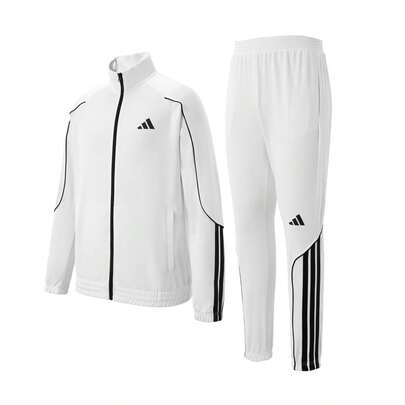 Adidas Conjunto esportivo unissex Adidas, jaqueta e calça reta, 2 peças, outono