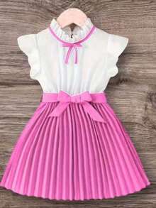 Children's Pleated Dress For Church Events, Ages 2 To 14 - Baby Pink - View 2