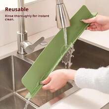 Deflector de agua para cocina, fregadero, encimera, fregadero, fregadero, lavabo, deflector a prueba de salpicaduras, partición, deflector de agua de silicona - Multicolor - Ver 4