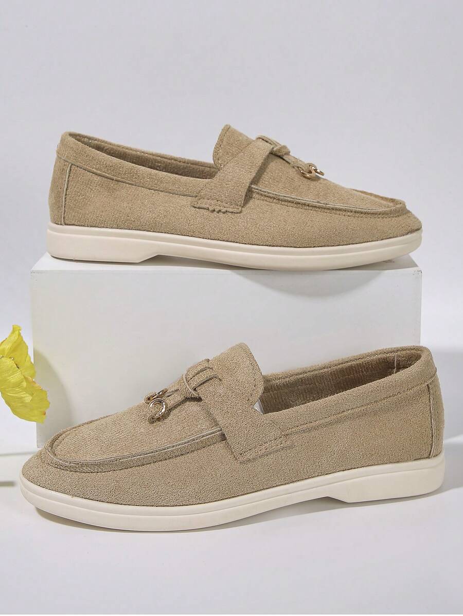 Winter Christmas Women Loafer Shoes Large Size Leisure Women's Shoes 2024 Spring And Autumn New European And American Foreign Trade Slip-On Lazy People Bean Shoes - Beige - View 1