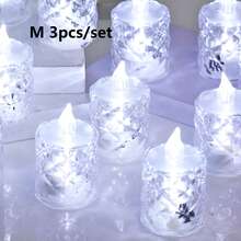 1/3/12/24入 水晶鑽石形LED電子蠟燭燈，電池供電逼真無焰蠟燭，LED裝飾茶蠟燭，婚禮裝飾LED蠟燭，家居裝飾LED蠟燭，臥室裝飾電子茶蠟燭 - 白光 - 查看 21