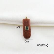 1pc Copper Geometric Natural Stone Pendant, DIY Micro-Inlaid Diamond, Agate, Turquoise Bracelet, Necklace, Earrings, Charms, Fashionable & Versatile Jewelry Accessories - Multicolor - View 2