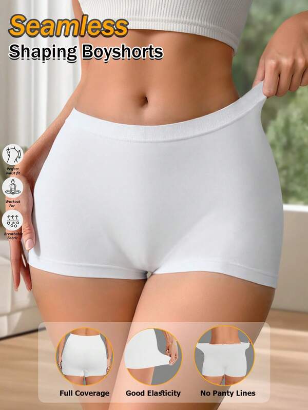 Women's Boyshorts Low Waist Seamless Boxer Briefs White Comfortable Panties Sexy Lingerie Soft Shorts Panty Underwear Women Butt Lift Shapewear Knickers Minimal Style Shaping Sports Underpants Suitable For Summer With Dresses