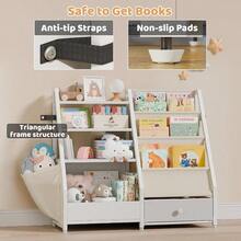 Bookshelf And Toy Storage Kid Book Shelf Toy Storage Organizer For Rooms Toddler Book Sling Shelf Baby Bookcase For Nursery Rooms Bedroom Playroom Montessori Toy Organizer