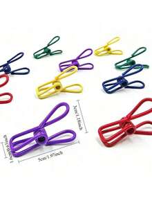 10 Windproof Multi-Purpose Metal Clips - Non-Slip, Strong Grip, Various Colors, Food Bag Sealing Clips, Clothes Drying Rack - 彩色10pc - 查看 3