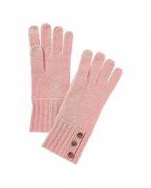 Bruno Magli Button Cuff Cashmere Gloves - Red - View 1