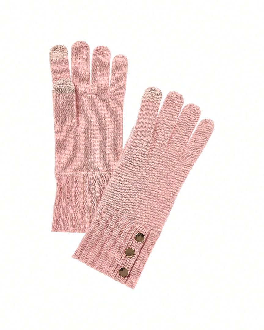 Bruno Magli Button Cuff Cashmere Gloves - Red - View 1