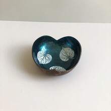 1 pieza Artesanía de cáscara de coco hecha a mano, bandeja de exhibición de joyería, bandeja organizadora para sala de estar/escritorio, bandeja con forma de corazón, bandeja de plantas de cáscara de coco natural