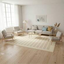 1PC Machine Washable Large - Size Modern White And Brown Striped Pattern Area Mat Rug Indoor Living Room Decorative Rug With Stylish White And Brown Striped Pattern Design Durable Easy Clean Floor Mat For Home Decoration Kitchen Rug
