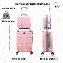 Kit Maleta Para 8 Y 10 Kg + 2 Neceser Sin Documentar Ligera Candado De Configuración Fija Impermeable - Azul menta - Ver 3