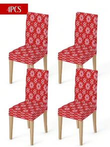Christmas Stretch Chair Cover, Christmas Snowflake Reindeer Gingerbread Bell Chair Back Protector Cover, Washable Winter Dining Room Chair Slipcover For Home, Restaurant, Living Room, Kitchen Decor (1pc/4pcs/6pcs/20pcs)