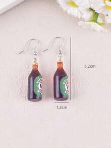 1 Pair Unique 3D Wine Bottle Design Party Earrings For Women - Multicolor - View 7