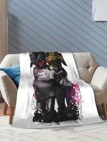 1pc Kawss Kawaii Kaw Anime Glam Style Flannel Blanket Super Soft Warm Bed Blanket Sofa Bedding Bedroom Sofa Office Car Four Seasons Cozy Shaggy Blanket Girls Boys Adult Gift - màu đen - Xem 5