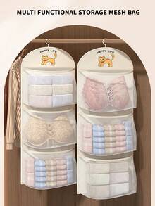 1 pieza Bolsa de almacenamiento colgante de malla de una sola capa para pañales de bebé, calcetines y toallas, con diseño de gancho incorporado, soluciones de almacenamiento para la guardería - Multicolor - Ver 7