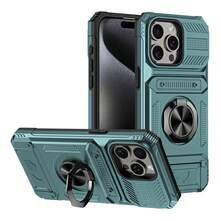 Nueva funda compatible para teléfono 16 Pro 17 con ranura oculta para tarjetas, soporte 15, a prueba de golpes 14, 17, 17 Pro, 17 Pro - Verde - Ver 2