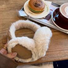 ファッションぬいぐるみイヤーマフ折りたたみ式厚手ウールイヤーカバー女性男性用冬暖かいスエードイヤーフラップ屋外防寒イヤーマフ - Aタイプカーキ - チェックする 2