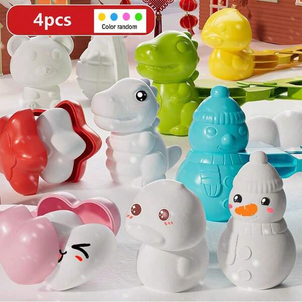 4pcs Multi-Functional Outdoor Snowball Mold, Snow Shovel, Soap Making Mold, Candle Mold, Winter Snowball Fight Mold, Snowman Mold Set