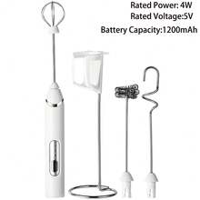 Nuevo espumador de café eléctrico J-17, espumador de leche eléctrico, batidor de leche, 3 cabezales, 3 velocidades, con soporte, recargable por USB, espumador de leche, batidor de huevos, espumador de café, ABS+acero inoxidable 304