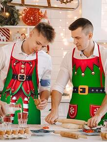 4pcs Santa Claus Dressed As Decorative Apron, Suitable For Both Female And Male Kitchen Chefs, Suitable As A Wedding, Christmas Or Thanksgiving Party Gift For Adult Cooking Supplies, Christmas Aprons For Women, Christmas Aprons Matching, Christmas Cooking, Christmas Kitchen Decorations, Family Apron Set, Aprons For Women Christmas, Christmas Themed Aprons, For Christmas Kitchen, Seasonal Kitchenware, - Multicolor - View 8