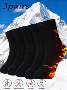 5 Pairs Thick Thermal Lined Socks, Warm & Cold-Resistant For Men & Women, Suitable For Indoor, Outdoor, Sports, Casual Wear In Autumn/Winter - Multicolor - View 7