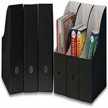 6-Pack Magazine File Holder Box, Foldable Cardboard Organizer For Simple Houseware, Black - As Pic - View 3