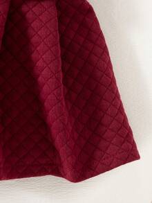 Conjunto de chaqueta de unicolor y falda con botones abullonados de estilo universitario para bebé niña en otoño/invierno - Rojo - Ver 3