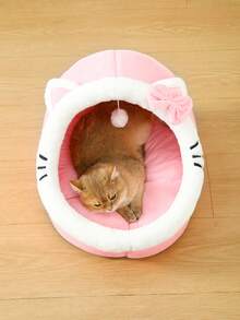 1pc Cozy & Cute Pet Cat Bed House, Removable & Washable Cat Shelter, Warm Pet Cave Nest For Rabbits, Small Dogs, Cats Indoor Use In Winter