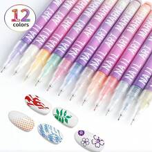 12/24pcs Fine Tip Nail Art Markers, 12/24 Colors Nail Art Pen Set, 0.5mm Tip Marker Pens. Doodle Pens Suitable For Abstract Lines, Floral Patterns, Vibrant Colors - DIY Nail Art Tools, Professional Nail Art Supplies, Smooth Application, Suitable For Home Manicure And Nail Salons, Perfect Gift For Women