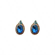 1pc Retro  Blue-Tone Faux Gem Choker & 1pc Retro  Blue-Tone Faux Gem Earrings |   Gold-Plated With Faux Diamonds, Translucent & Eye-Catching, Light Luxury & Elegant, Multi-Occasion Suitable, Unique No Duplicates, For Gifting & Daily Wear - Dây chuyền - Vàng - Xanh - Xem 5