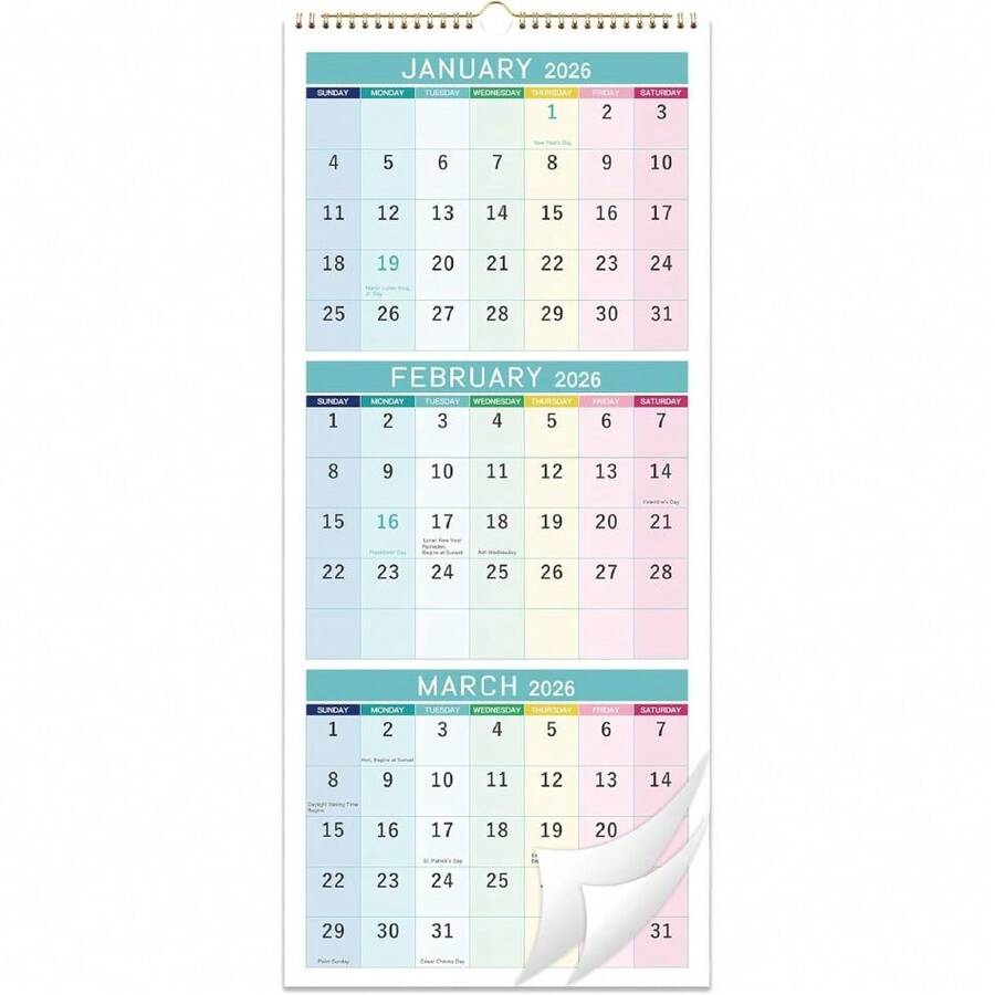 70cm Three-Month Calendar Multilingual D/GB/F/ES I Motif Japan - View #6