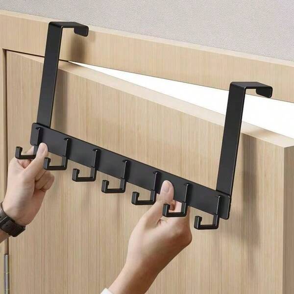 1 قطعة رف حائطي بطراز أنيق من الحديد - 6/8 خطاطيف لتعليق المعاطف، بدون حاجة للثقب، رف تخزين الملابس، رف معلق للمدخل، خطاطيف ملابس مثبتة على الحائط