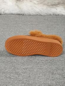 【跨境热卖】蝴蝶结抓绒雪地靴仿兔毛内里一脚蹬防滑厚底保暖女鞋时尚百搭欧美风秋冬 - 棕色豹紋 - 查看 8