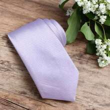 Solid Color Striped Men's Tie With Quality Texture, A Must-Have For Weddings, Business And Formal Occasions - Mauve Purple - View 2