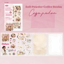 1 Pack Of 1 Pc Vintage European Coffee Theme Stickers, Creative Aesthetic Sticker Decals, DIY Decorative Scrapbooking Craft Materials, Holiday Gift, Personalized Scrapbook School Supplies Scrapbook Supplies Stationery - Multicolor - View 18