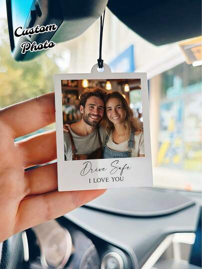 Personalized Photo Car Pendant, Customized Acrylic Transparent Car Rearview Mirror Interior, Personalized Car Photo, Fashionable, Colorful, Cute, Minimalist, Kawaii, Unique Personalized Custom Gift, Suitable For Christmas Gift, Valentine's Day Gift, DIY Custom Birthday Gift, Anniversary Gift