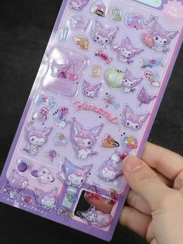 Sanrio Animation Cartoon Cute Childlike Boys And Girls Fresh And Sweet Cartoon Three-Dimensional Stickers Cute Childlike Animal Crystal Stickers Girls Transparent 3D Three-Dimensional Relief Mobile Phone Fun Stickers Cartoon Relief Stickers