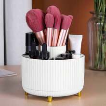 1pc Rotating Makeup Brush Holder Large-Capacity Cosmetic Storage Case Ideal For Makeup Brushes, Eyebrow Pencils, And Lipsticks Portable Vanity Organizer Perfect For Dressing Tables, Bathrooms, Office Desk Stationery Storage, Or Travel Use A Thoughtful Gift For Family And Friends During Christmas And Halloween - Multicolor - View 8