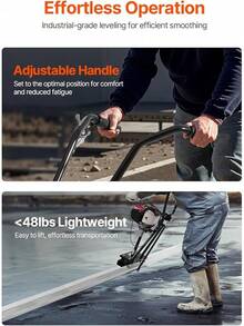 Gas Concrete Power Screed, 11ft Aluminum Board Straight Edge Bar Set, 4 Stroke Cement Finishing Vibrating Motor With Height Adjustable Handles, High Efficient Concrete Tools 6500RPM