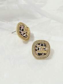 2pcs Fashionable Crystal Letter Earrings, Suitable For Women's Jewelry Matching, Luxury Elegant Personalized Earrings, New Arrival 2025