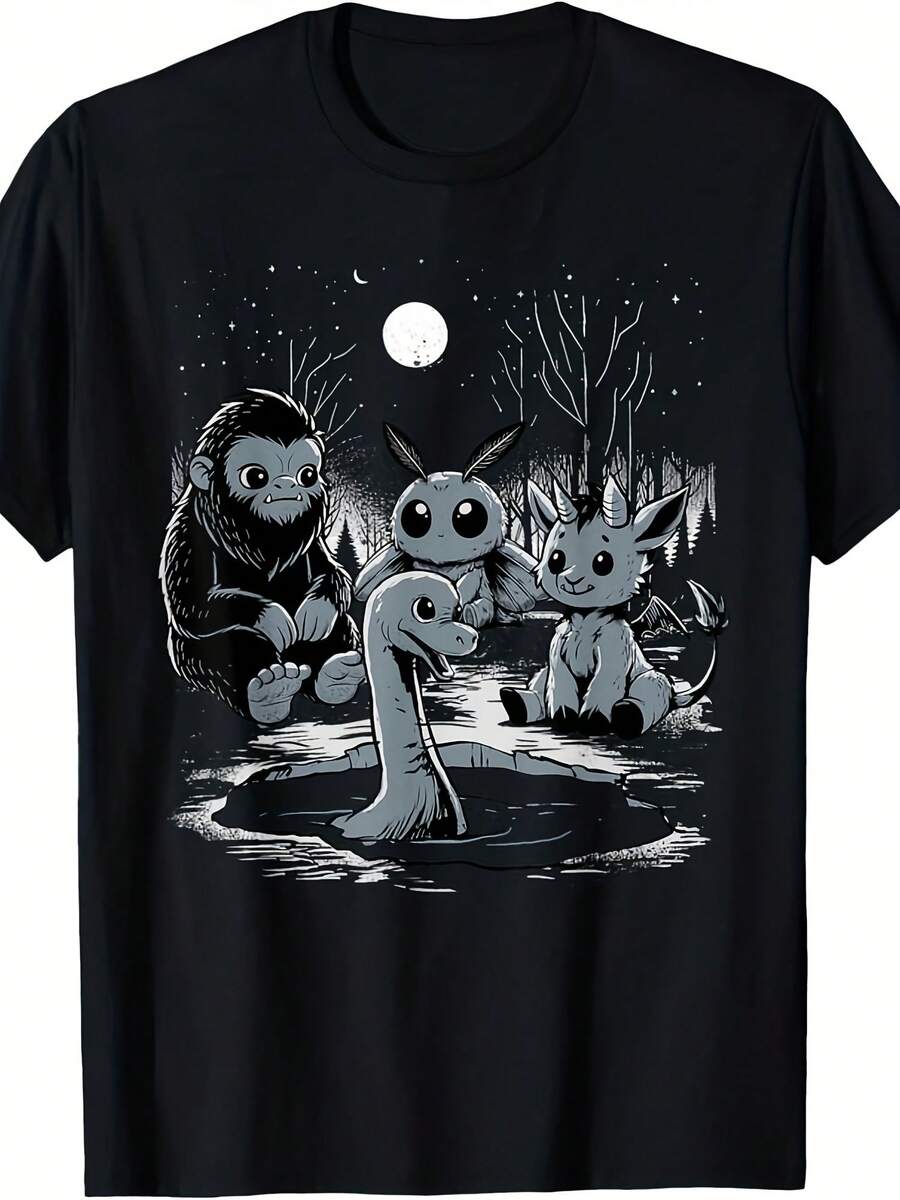 Cryptid Shirt Bigfoot Loch Ness Monster Tee, Mothman Jersey Devil Shirt, Funny Cryptid Graphic Tee - 款式16 - 查看 1