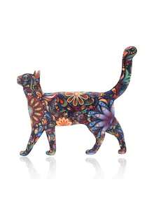 Colorful Cat Brooch Pin For Women Men Graceful Lovely Geometric Flower Animal Brooch Vintage Ethic Scarf Buckle Pin Accessory - Multicolor - View 12