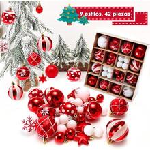 SlowTon Esferas Navideñas 44PCS, Adornos de Bolas Navidad para Árbol de Navidad, con Lazo para Colgar, Irrompibles Colgantes Bolas Decorativas Brillante para Hogar, Bodas, Fiestas, Interior y Exterior - Rojo Blanco - Ver 11