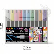 Marcadores Acrlicos, 10 Piezas, Punta Fina de 5 mm, con Agitador Interno. Tinta Permanente para Manualidades: Vidrio, Madera, Tela, Piedra, Plstico, Papel. Secado Rpido y Colores Vivos - inicial - Ver 3