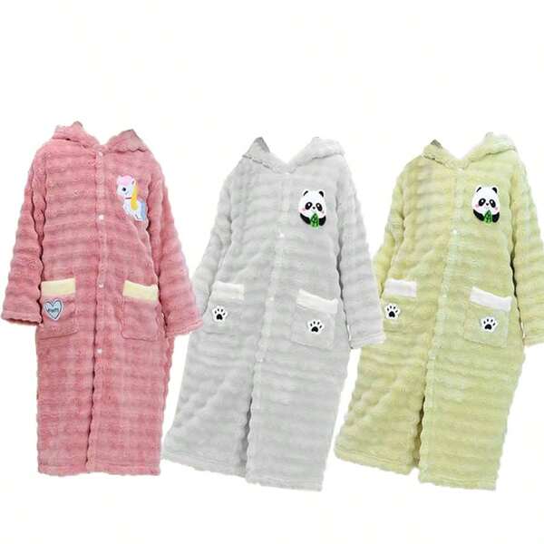 1 pieza Bata con capucha de manga larga, nueva bata de baño de felpa de coral con capucha, absorbente de agua y de secado rápido, adecuada para el hogar, el baño, la sala de estar, la piscina