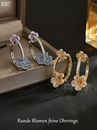 KMT 2 st. örhängen med kopparinfällning och kubisk zirkonia för kvinnor, eleganta för smycken, förlovning, bröllop, brudtärna, fest, dagliga outfitaccessoarer