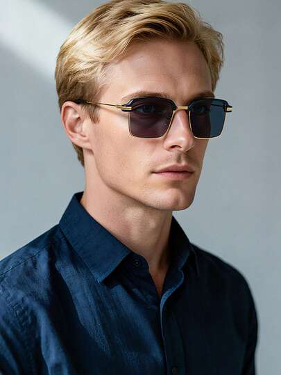 2025 Autumn New Men's UV-Protective Fashionable Versatile Fashion Glasses, Men's Business Outdoor Self-Driving Fishing Metal Frame Glasses